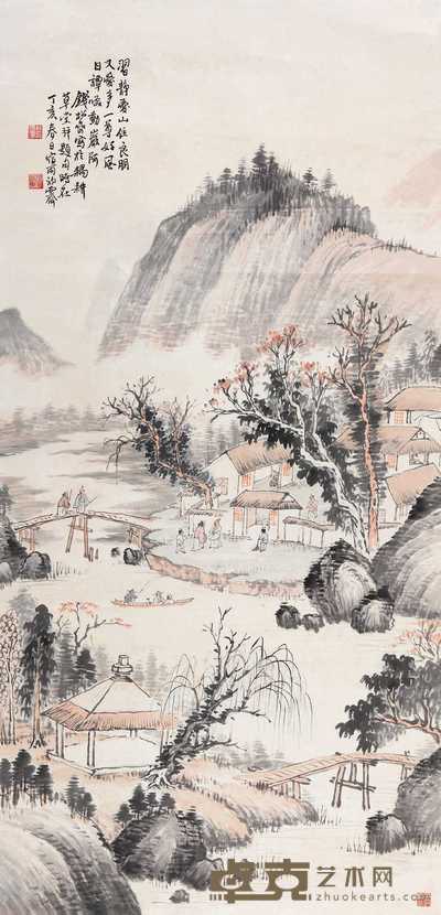 钱松嵒 1947年作 山水 立轴 138×67cm